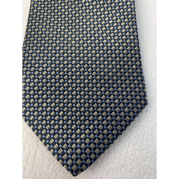 Tommy Hilfiger Tie Blue Yellow Silk USA Vintage NWT - Picture 4 of 10